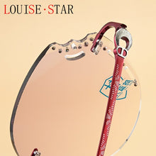 Load image into Gallery viewer, LOUISE STAR Beauty mirror titanium diamond anti-blue light carved butterfly lens flat mirror lady myopia prescription mirror