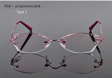 Load image into Gallery viewer, LOUISE STAR Titanium Fashion Anti-Blue Light Diamond Frameless Flat mirror Trend Carved Lens Elegant Female Prescription Glasses