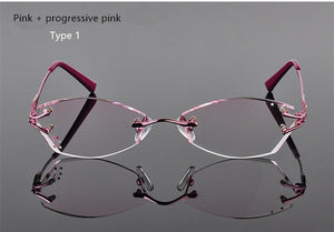 LOUISE STAR Titanium Fashion Anti-Blue Light Diamond Frameless Flat mirror Trend Carved Lens Elegant Female Prescription Glasses