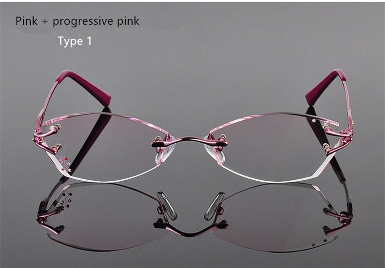 LOUISE STAR Titanium Fashion Anti-Blue Light Diamond Frameless Flat mirror Trend Carved Lens Elegant Female Prescription Glasses