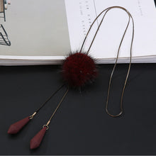 Load image into Gallery viewer, New Fashion All-match Sweater Pom Pom Long Pendant Necklaces For Women Elegant Female Pompon Fur Necklace N1096