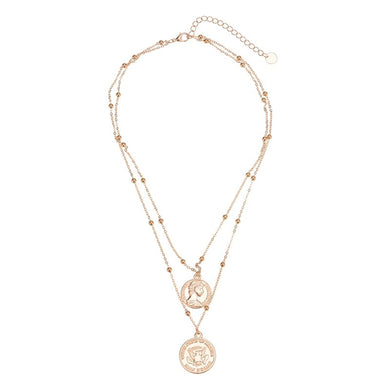 fashion Cute Simple Statement cross Maxi Round Coin Necklaces Vintage multi-layered rosary pendant necklace Women Jewelry