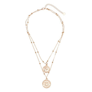 fashion Cute Simple Statement cross Maxi Round Coin Necklaces Vintage multi-layered rosary pendant necklace Women Jewelry