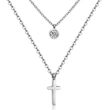 Carica l&#39;immagine nel visualizzatore di Gallery, LUXUKISSKIDS CZ Choker Gold Necklace Set Stainless Steel Chain Pendants Necklaces Set For Men Women Girls Cross Pendant Jewelry