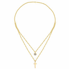 Carica l&#39;immagine nel visualizzatore di Gallery, LUXUKISSKIDS CZ Choker Gold Necklace Set Stainless Steel Chain Pendants Necklaces Set For Men Women Girls Cross Pendant Jewelry