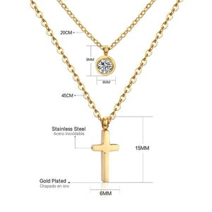 LUXUKISSKIDS CZ Choker Gold Necklace Set Stainless Steel Chain Pendants Necklaces Set For Men Women Girls Cross Pendant Jewelry