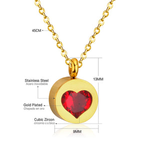 Exquisite CZ Crystal Jewelry Round Heart Pendants & Necklaces Stainless Steel Chain Necklace For Women Best Gift