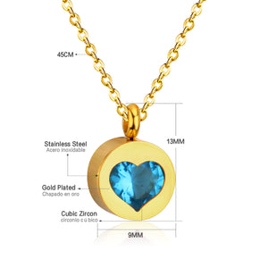 Exquisite CZ Crystal Jewelry Round Heart Pendants & Necklaces Stainless Steel Chain Necklace For Women Best Gift