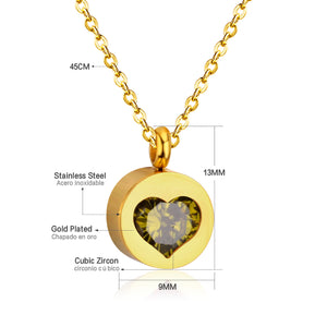 Exquisite CZ Crystal Jewelry Round Heart Pendants & Necklaces Stainless Steel Chain Necklace For Women Best Gift