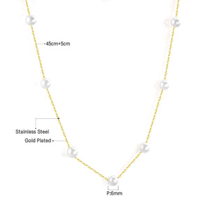 LUXUKISSKIDS Gold Fake Pearl 6mm Pendant Link Chain 2020 Choker Necklace Women Jewelry Stainless Steel Babygirl Necklaces Set