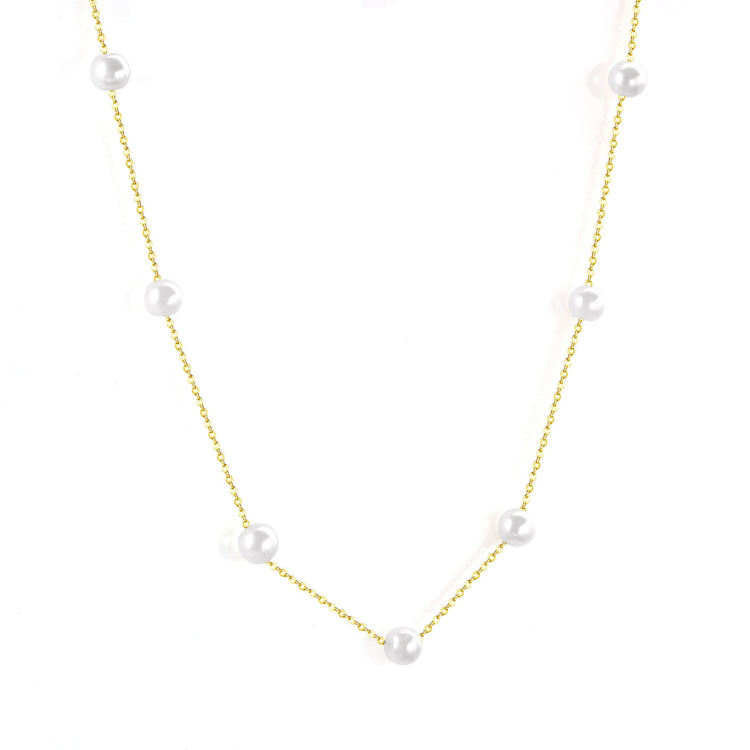 LUXUKISSKIDS Gold Fake Pearl 6mm Pendant Link Chain 2020 Choker Necklace Women Jewelry Stainless Steel Babygirl Necklaces Set