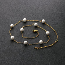 Carica l&#39;immagine nel visualizzatore di Gallery, LUXUKISSKIDS Gold Fake Pearl 6mm Pendant Link Chain 2020 Choker Necklace Women Jewelry Stainless Steel Babygirl Necklaces Set