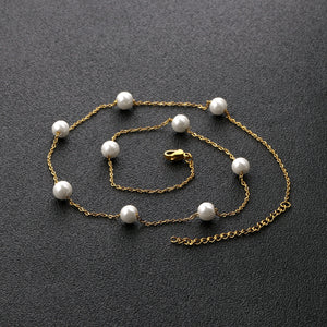LUXUKISSKIDS Gold Fake Pearl 6mm Pendant Link Chain 2020 Choker Necklace Women Jewelry Stainless Steel Babygirl Necklaces Set