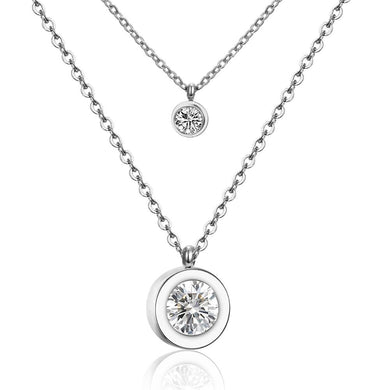 Collane girocollo in acciaio inossidabile 316L calde Collane girocollo per donna/uomo Gioielli di moda CZ Collana con doppio pendente, Colore oro/argento 