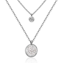 Carica l&#39;immagine nel visualizzatore di Gallery, LUXUKISSKIDS New Arrival Jewelry Necklace Romantic Crystal Pendant Necklace CZ Double Chain Necklace Gold/ Steel Color