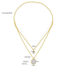 Carica l&#39;immagine nel visualizzatore di Gallery, LUXUKISSKIDS New Arrival Jewelry Necklace Romantic Crystal Pendant Necklace CZ Double Chain Necklace Gold/ Steel Color