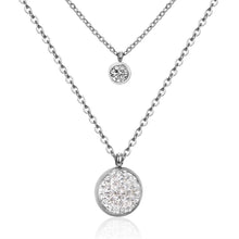 Carica l&#39;immagine nel visualizzatore di Gallery, LUXUKISSKIDS New Arrival Jewelry Necklace Romantic Crystal Pendant Necklace CZ Double Chain Necklace Gold/ Steel Color