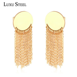 Punk Jewelry Gold Color Chain Tassel Drop Earring Stainless Steel Earring Fashion Jewelry For Women/Girl Wholesale