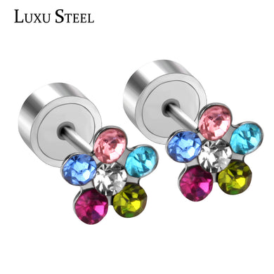 Orecchini in acciaio inossidabile stile carino a forma di fiore colorato cubico orecchino a perno gioielli penetranti per musicisti per bambini 