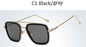 LVVKEE 2023 Classic Tony Stark Sunglasses men square Glasses man steampunk Unisex glasses UV400 Oculos De Sol