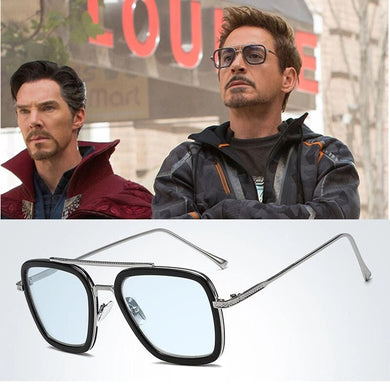 LVVKEE 2023 Classic Tony Stark Sunglasses men square Glasses man steampunk Unisex glasses UV400 Oculos De Sol