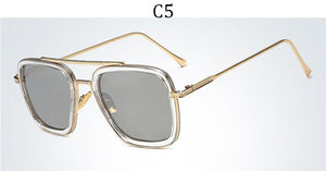 LVVKEE 2023 Classic Tony Stark Sunglasses men square Glasses man steampunk Unisex glasses UV400 Oculos De Sol