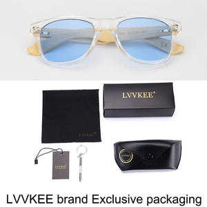 LVVKEE Retro Wood Sunglasses Men Bamboo Sunglass Women Brand Design Sport Goggles Clear Ocean Sun Glasses Shades lunette oculo
