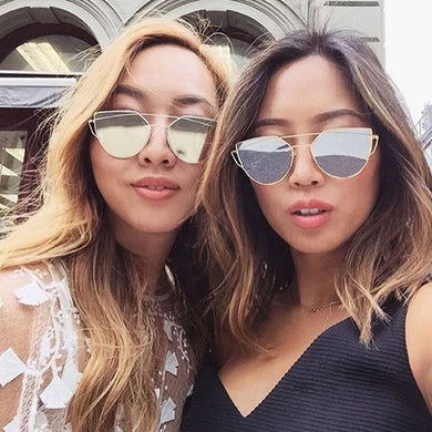LVVKEE Women Brand Designer Twin-Beams Cat Glasses HD Polarized Butterfly Sunglasses Unique Flat UV400 Gafas de sol With Case
