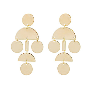 LWONG Gold Color Drop Bar Coin Disc Geometrical Earrings for Women Brass Earrings Jewelry Satement Chandelier Earrings Wholesale