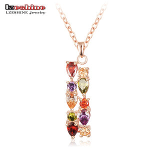 New Arrival Multicolor Cubic Zircon Necklace&Pendant Rose Gold Color Necklace Party Jewelry CNL0219-A