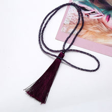 Load image into Gallery viewer, Brand New Tassel Necklace Silk Tassel Glass Beads Crystal Necklaces 90cm Long Necklace Women Gifts Fashion Jewelry