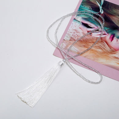 Brand New Tassel Necklace Silk Tassel Glass Beads Crystal Necklaces 90cm Long Necklace Women Gifts Fashion Jewelry