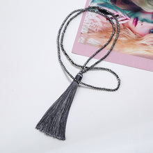 Load image into Gallery viewer, Brand New Tassel Necklace Silk Tassel Glass Beads Crystal Necklaces 90cm Long Necklace Women Gifts Fashion Jewelry