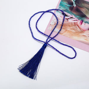 Brand New Tassel Necklace Silk Tassel Glass Beads Crystal Necklaces 90cm Long Necklace Women Gifts Fashion Jewelry