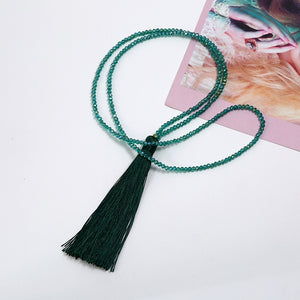Brand New Tassel Necklace Silk Tassel Glass Beads Crystal Necklaces 90cm Long Necklace Women Gifts Fashion Jewelry