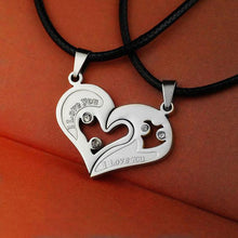 Load image into Gallery viewer, Laamei 2018 Lover Couple Heart Pendant Necklace Black Choker Jewelry Gift Silver Stainless Steel Crystal Necklaces For Women Men