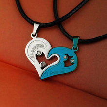 Load image into Gallery viewer, Laamei 2018 Lover Couple Heart Pendant Necklace Black Choker Jewelry Gift Silver Stainless Steel Crystal Necklaces For Women Men