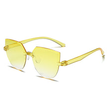 Load image into Gallery viewer, Ladies Cat Ear Sunglasses Frameless Jelly Transparent Sunglasses Retro All-in-one Ocean Piece Candy Color Sunglasses