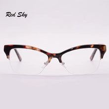 Carica l&#39;immagine nel visualizzatore di Gallery, Ladies Cat Eye Optical Glasses Frame Semi-Frame Prescription Myopia Presbyopia Spectacles Women Half Frame Acetate Eyeglasses