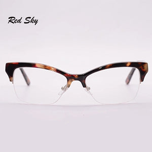 Ladies Cat Eye Optical Glasses Frame Semi-Frame Prescription Myopia Presbyopia Spectacles Women Half Frame Acetate Eyeglasses