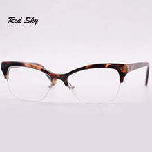 Carica l&#39;immagine nel visualizzatore di Gallery, Ladies Cat Eye Optical Glasses Frame Semi-Frame Prescription Myopia Presbyopia Spectacles Women Half Frame Acetate Eyeglasses