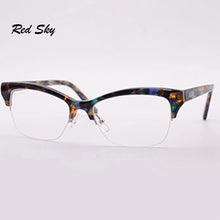 Carica l&#39;immagine nel visualizzatore di Gallery, Ladies Cat Eye Optical Glasses Frame Semi-Frame Prescription Myopia Presbyopia Spectacles Women Half Frame Acetate Eyeglasses