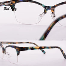 Carica l&#39;immagine nel visualizzatore di Gallery, Ladies Cat Eye Optical Glasses Frame Semi-Frame Prescription Myopia Presbyopia Spectacles Women Half Frame Acetate Eyeglasses