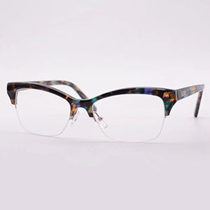 Ladies Cat Eye Optical Glasses Frame Semi-Frame Prescription Myopia Presbyopia Spectacles Women Half Frame Acetate Eyeglasses