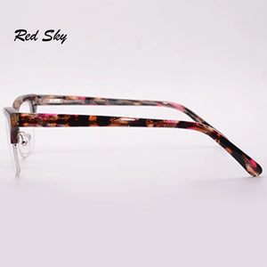 Ladies Cat Eye Optical Glasses Frame Semi-Frame Prescription Myopia Presbyopia Spectacles Women Half Frame Acetate Eyeglasses