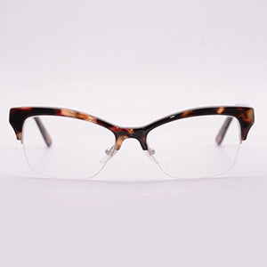 Ladies Cat Eye Optical Glasses Frame Semi-Frame Prescription Myopia Presbyopia Spectacles Women Half Frame Acetate Eyeglasses