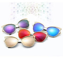 Load image into Gallery viewer, Ladies Cat Eye Sunglasses Women Sun glasses Alloy Frame UV400 Protection Brand Designer Retro Cat eye Glasses