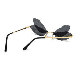 Ladies Frameless Eyeglasses Dragonfly Wing Shaped Vintage Sunglasses