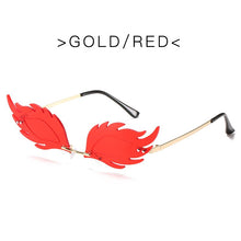 Carica l&#39;immagine nel visualizzatore di Gallery, Ladies Frameless Fish Sunglasses  Flame Feather Sun glasses  Retro Ladies Metal  Glasses UV400 Ocean Tablets