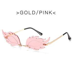 Ladies Frameless Fish Sunglasses  Flame Feather Sun glasses  Retro Ladies Metal  Glasses UV400 Ocean Tablets